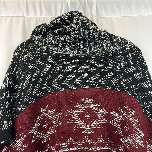 Cliche Couture Knit Poncho Sweater Cowl Neck 1/2 Sleeve Multicolor Size Large - Picture 5 of 8